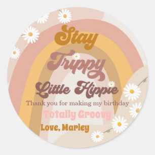Stay Trippy Little Hippie Retro Groovy Thank You Classic Round Sticker