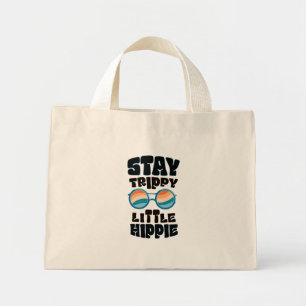 Stay Trippy Little Hippie – Retro Psychedelic Desi Mini Tote Bag
