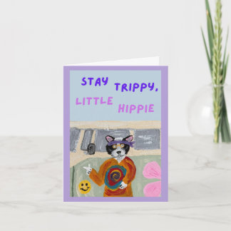 Stay Trippy, Little Hippie Tuxedo Cat Invitation