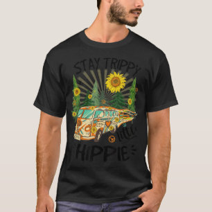 Stay Trippy Little Hippie Vintage Van Peace Sign  T-Shirt
