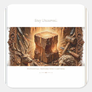 Stay Uncarved Taoist Wood Block Sticker