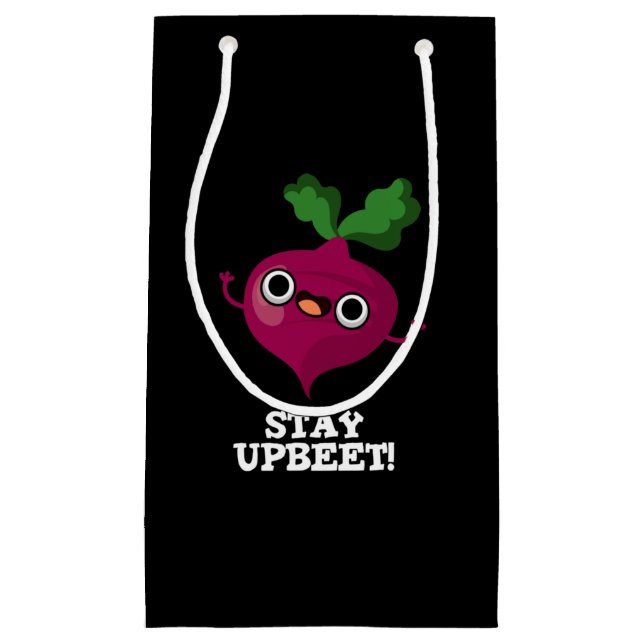 Stay Upbeet Funny Veggie Beet Pun Dark BG Small Gift Bag (Front)