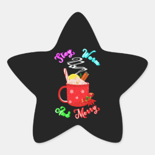 Stay Warm And Merry Cinnamon Snowflakes Christmas Star Sticker