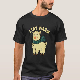 Stay Warm Winter Llama Funny Animal Graphic T-Shirt