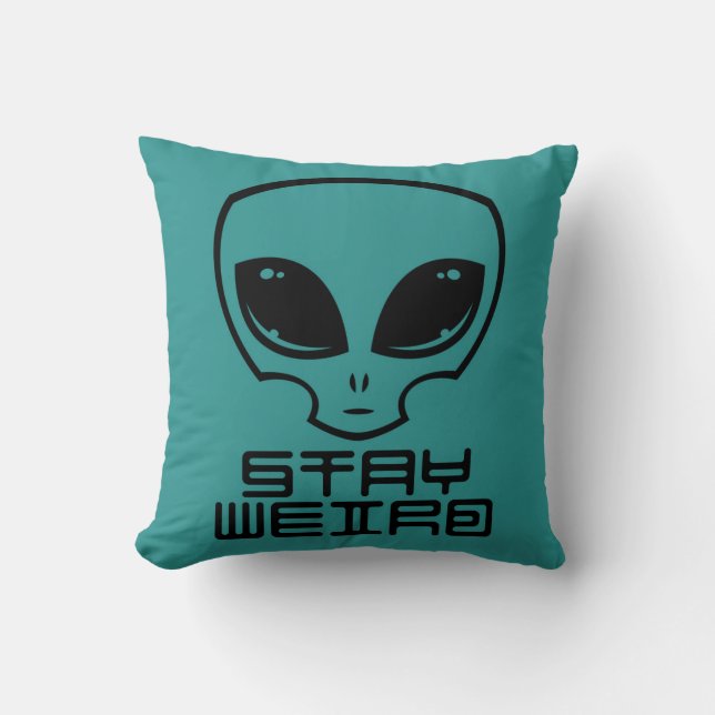 Stay Weird Alien Head Cushion (Front)