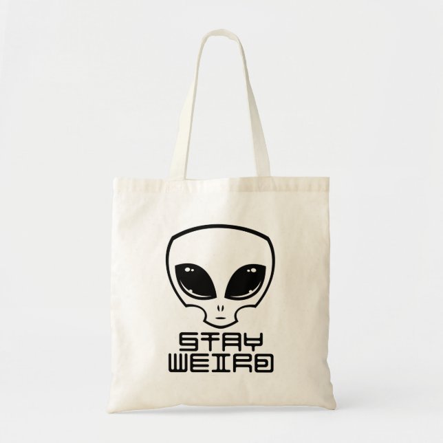Stay Weird Alien Head Tote Bag (Front)