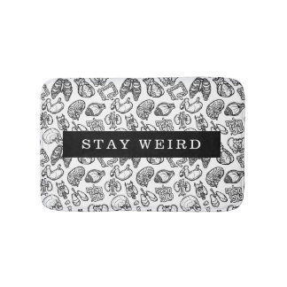 Stay Weird Black & White Human Anatomy Biology Bath Mat