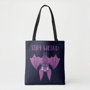 Stay Weird Cartoon Bat Tote Bag