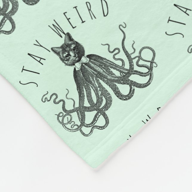 Stay Weird Catopus Cat and Octopus Mashup Fleece Blanket (Corner)