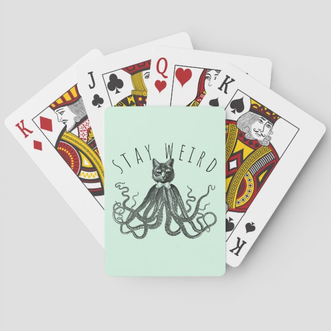 Stay Weird Catopus Cat and Octopus Mashup Playing Cards (Back)