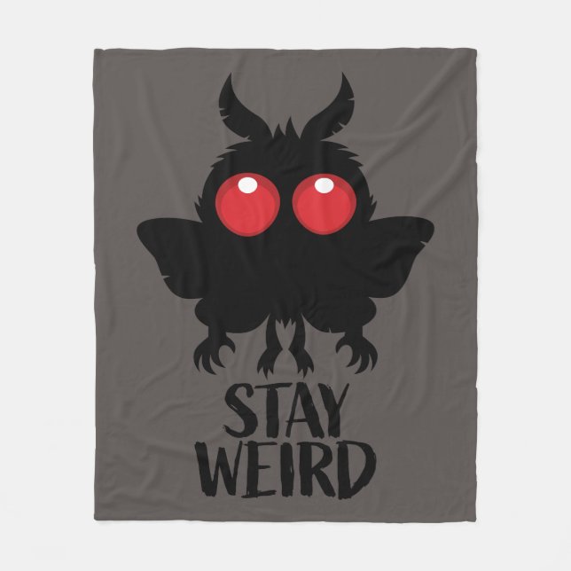 Stay Weird Creepy Cute Mothman Cryptid Fleece Blanket (Front)