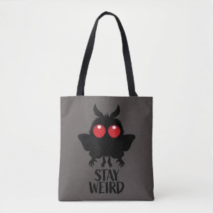 Stay Weird Creepy Cute Mothman Cryptid Tote Bag