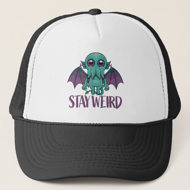 Stay Weird Cute Cthulhu Monster Trucker Hat (Front)