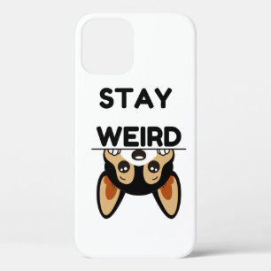 Stay Weird Funny Boston Terrier Cartoon Dog  iPhone 12 Case