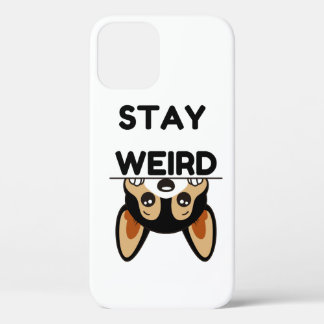 Stay Weird Funny Boston Terrier Cartoon Dog  iPhone 12 Case