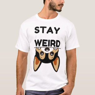Stay Weird Funny Boston Terrier Cartoon Dog  T-Shirt