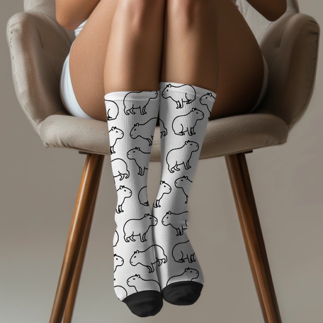 Stay Weird Funny Capybara Pattern Socks (This quirky and minimalist capybara pattern is a playful celebration of individuality and charm. )