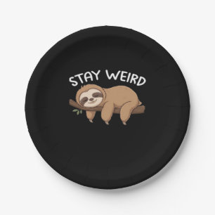 Stay Weird funny sloth for animal lover men women  Paper Plate