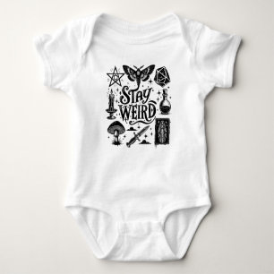 Stay Weird Goth Baby Tarot Crystals Witch Baby Bodysuit