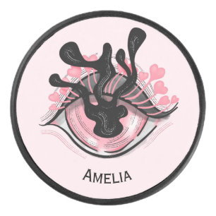 Stay Weird Goth Pink Eye Creepy Horror Name Hockey Puck