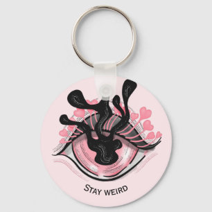 Stay Weird Goth Pink Eye Creepy Horror Wicca Key Ring