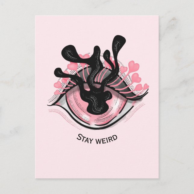 Stay Weird Goth Pink Eye Creepy Horror Witch Postcard (Front)