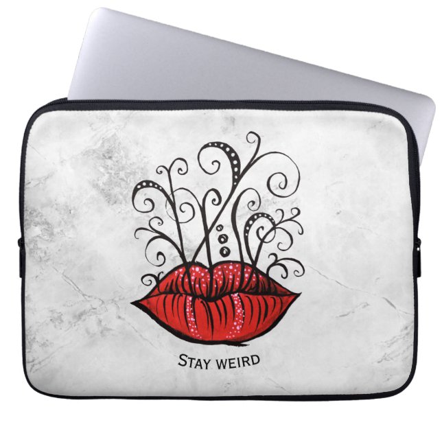 Stay Weird Gothic Lips Tattoo Oddity Laptop Sleeve (Front)