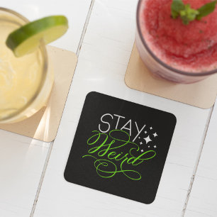 Stay Weird Introvert, Geek, Nerd Square Paper Coaster