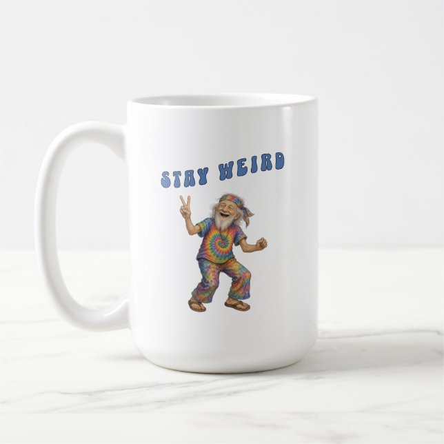 Stay Weird, Old Man Tie Dye Coffee Mug (Left)