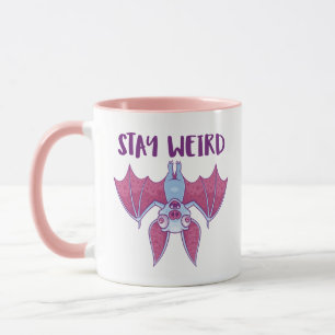 Stay Weird Quirky Albino Vampire Bat Cartoon Mug