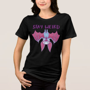 Stay Weird Quirky Albino Vampire Bat Cartoon Tri-Blend Shirt