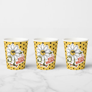 Stay Weird Skateboarding Daisy Paper Cups