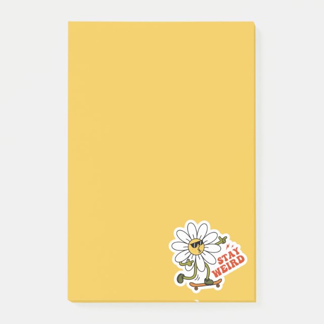 Stay Weird Skateboarding Daisy Post-it Notes (Front)