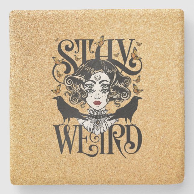 Stay Weird Stone Coaster (Front)