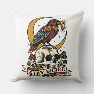 Stay Weird Three Eyed Crow Crystal Tattoo Flash My Cushion