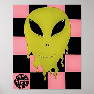 Stay Weird Trippy Alien Wall Art