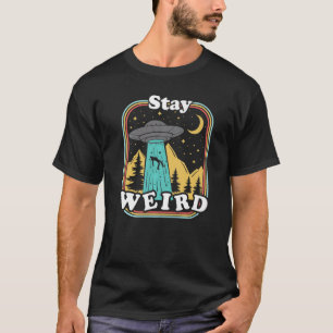 Stay Weird Ufo Abduction 70s 80s Retro Alien 2 T-Shirt