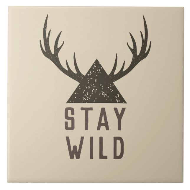 Stay Wild Antlers Typography Tile (Front)