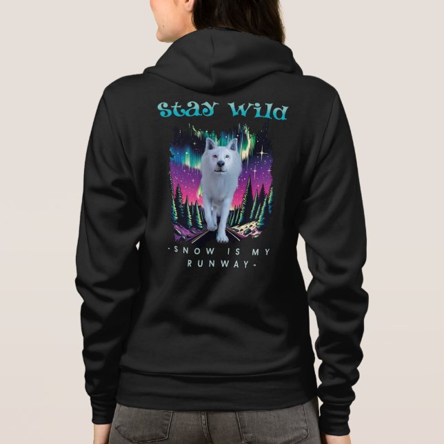 Stay Wild Arctic Wolf Hoodie (Back)
