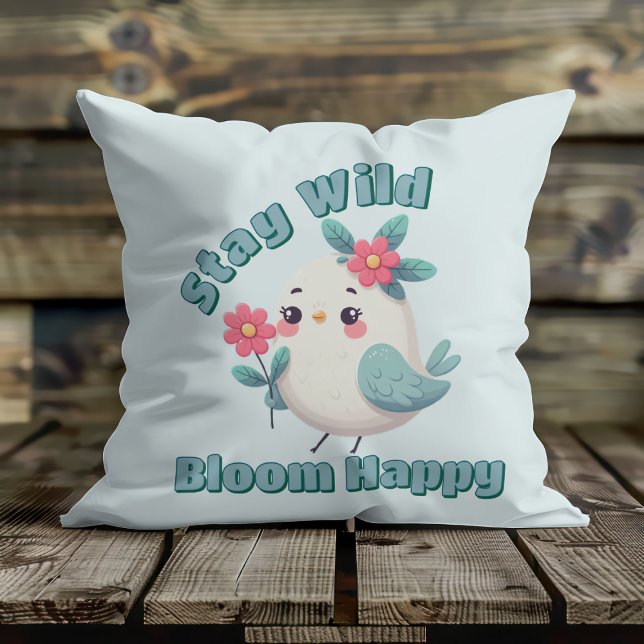 Stay Wild Bloom Happy Cushion (Creator Uploaded)