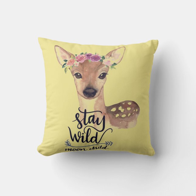 Stay Wild Boho Fawn Cushion (Front)