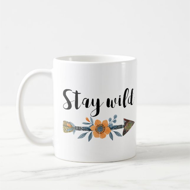 Stay wild boho style watercolor mug (Left)