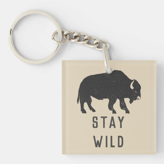 Stay Wild Buffalo Silhouette Key Ring (Front)