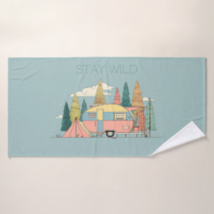 Stay Wild Camper – Cute Camping Adventure Gift Tag Bath Towel