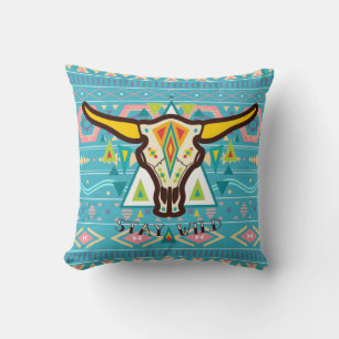 Stay Wild Cow Skull Cushion