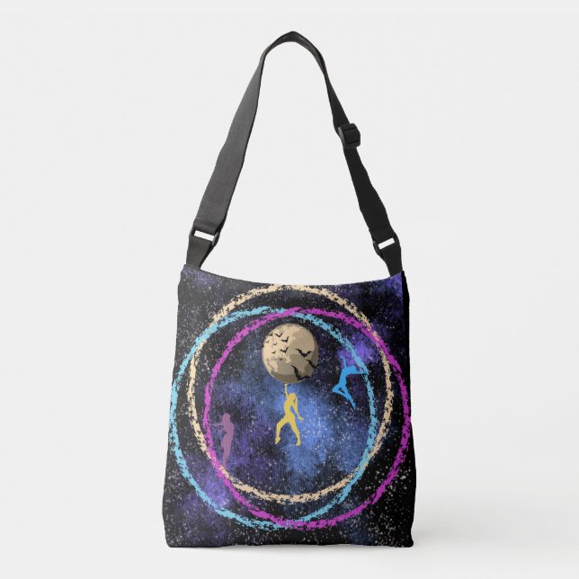 Stay wild - Dance Moon Galaxy Crossbody Bag (Front)