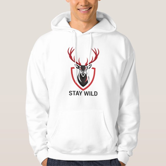 Stay Wild Deer Head Hoodie (Front)