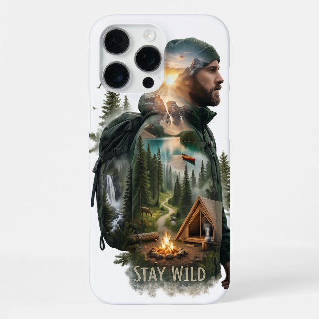 Stay Wild Double Exposure iPhone Case (Back)
