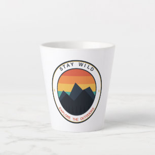 Stay Wild Explore The Outdoors Retro Mountain Suns Latte Mug