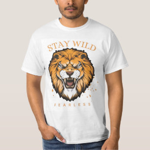 Stay Wild Fearless Lion T-Shirt for Men   Bold Str